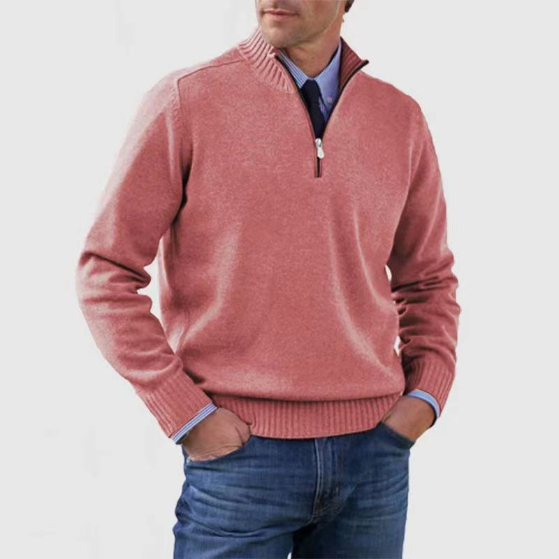Pull Homme Rouge Doux à Fermeture Éclair