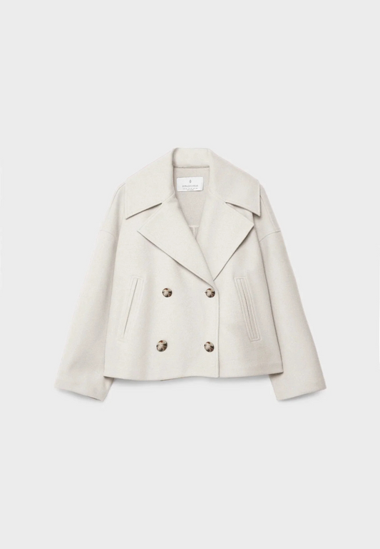 Veste Femme Élégante Tailleur Cintrée avec Col Pointu et Double Boutons - LuxeStyle