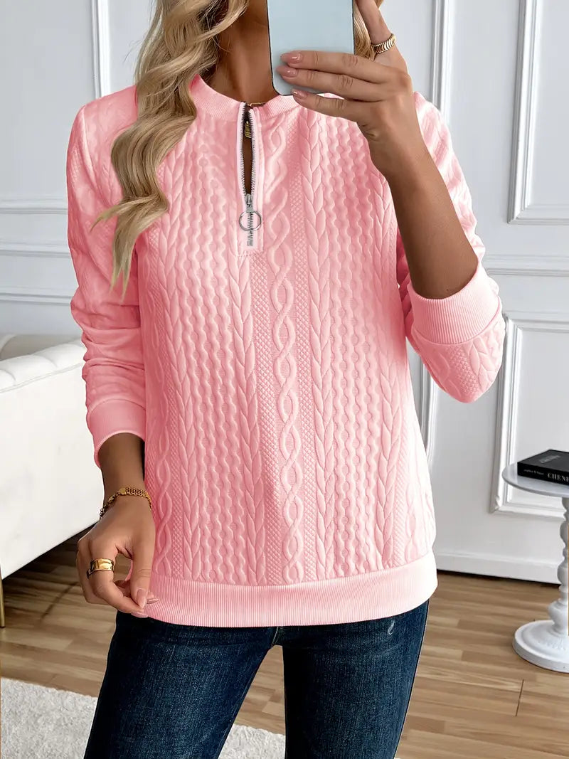 Pull Femme Élégant Hiver – Sweat Chic Zippé en Cachemire Doux