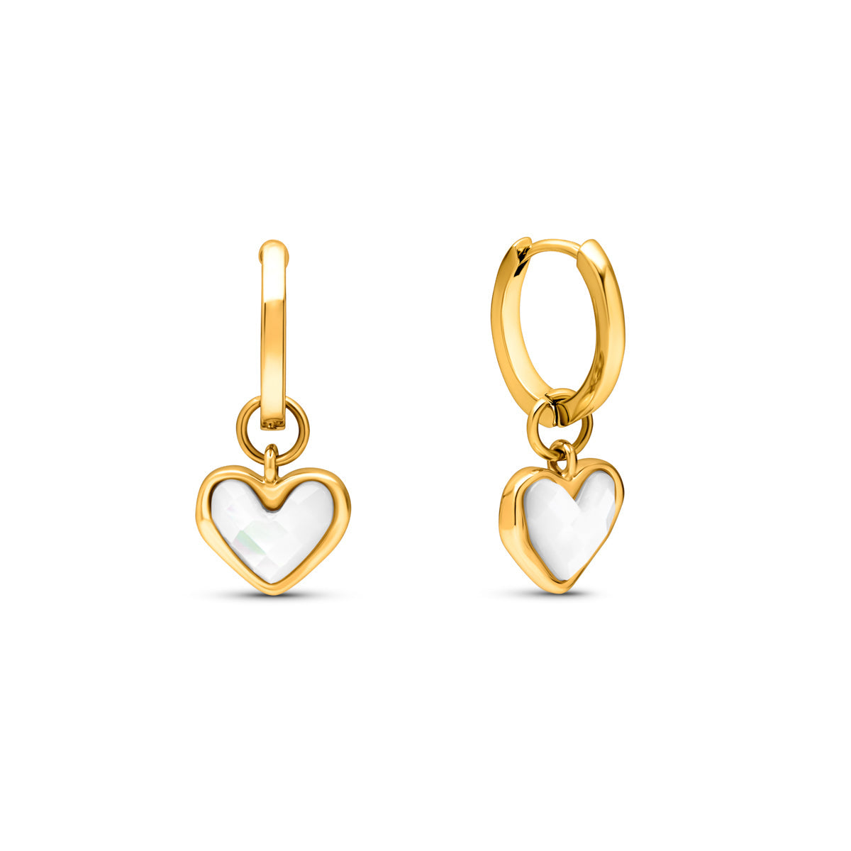 Boucles d'oreilles cœur brillantes doré et blanc - LuxeStyle