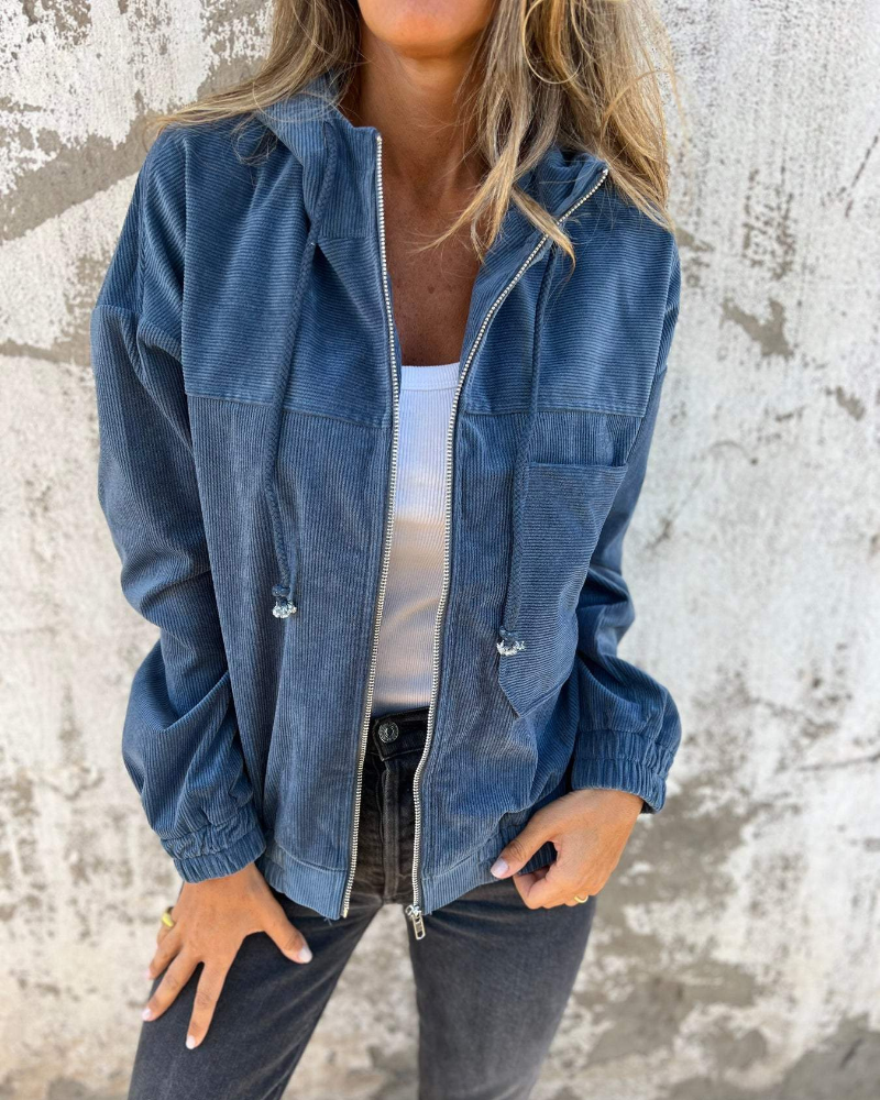 Veste en Velours Douce et Élégante pour Femme - Capuche et Zippée
