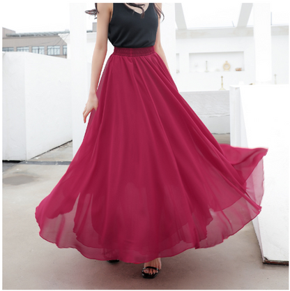 Jupe maxi soleil en voile léger pour femme