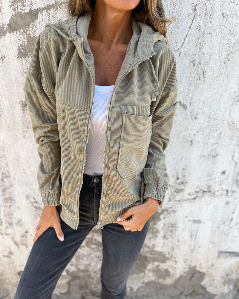 Veste en Velours Douce et Élégante pour Femme - Capuche et Zippée