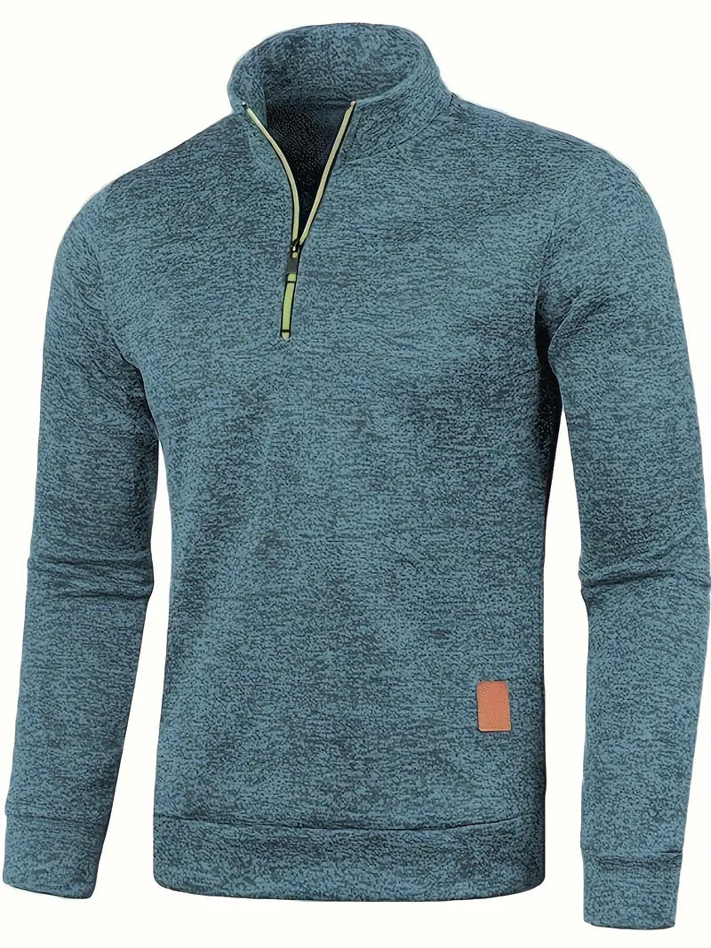 Pull en polaire marine avec fermeture éclair pour homme - LuxeStyle
