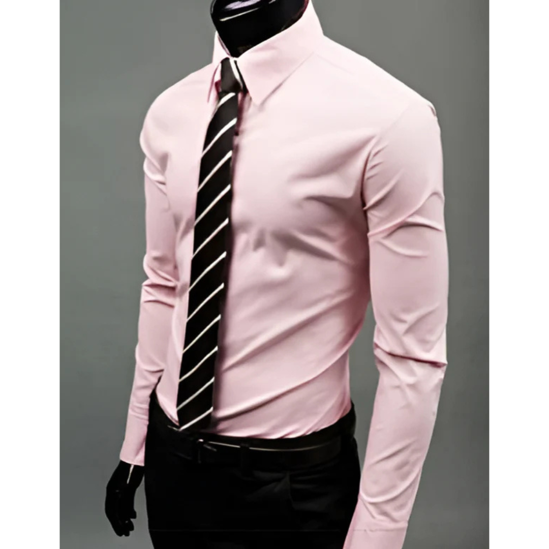 Chemise Homme Élégante Manches Longues Taille Fine