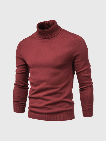 Pull Homme Blanc à Col Roulé Côtelé