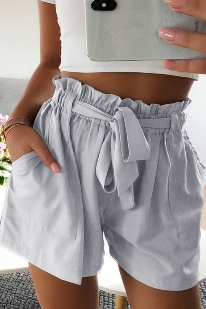 Short décontracté en lin pour femme avec ceinture ajustable - LuxeStyle