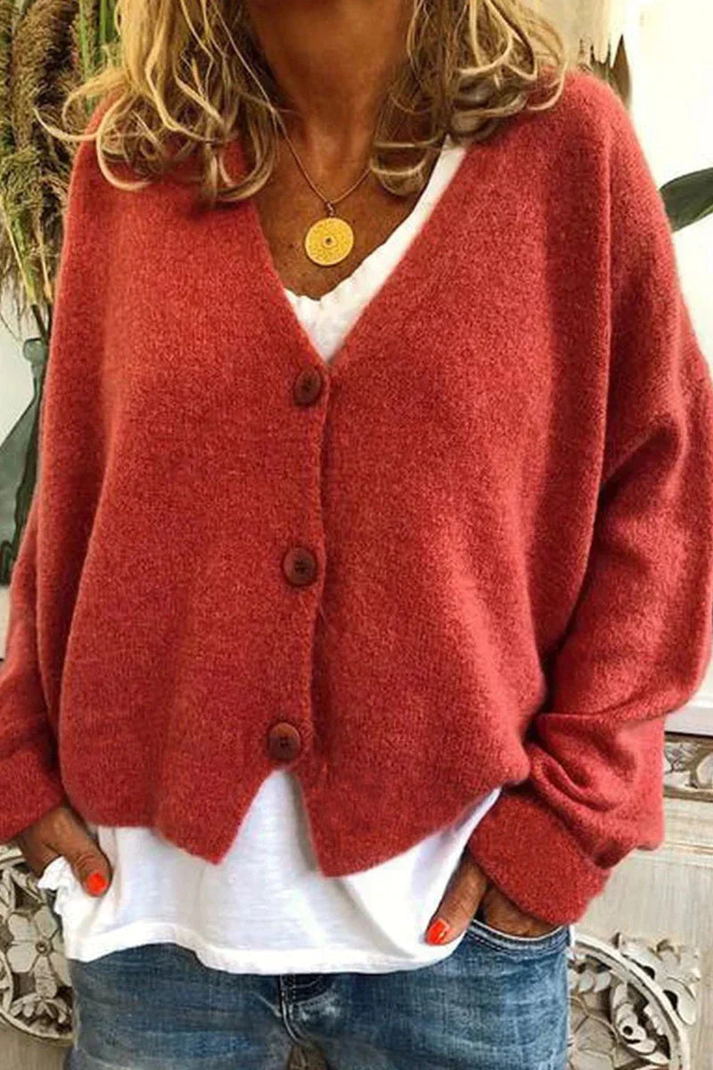 Gilet en laine brun femme boutons élégants
