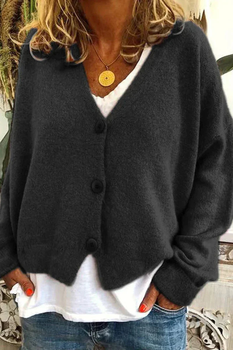 Gilet en laine brun femme boutons élégants