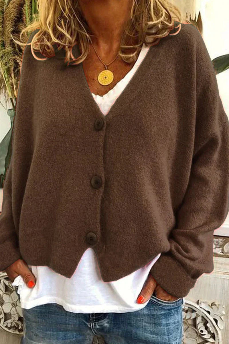 Gilet en laine brun femme boutons élégants