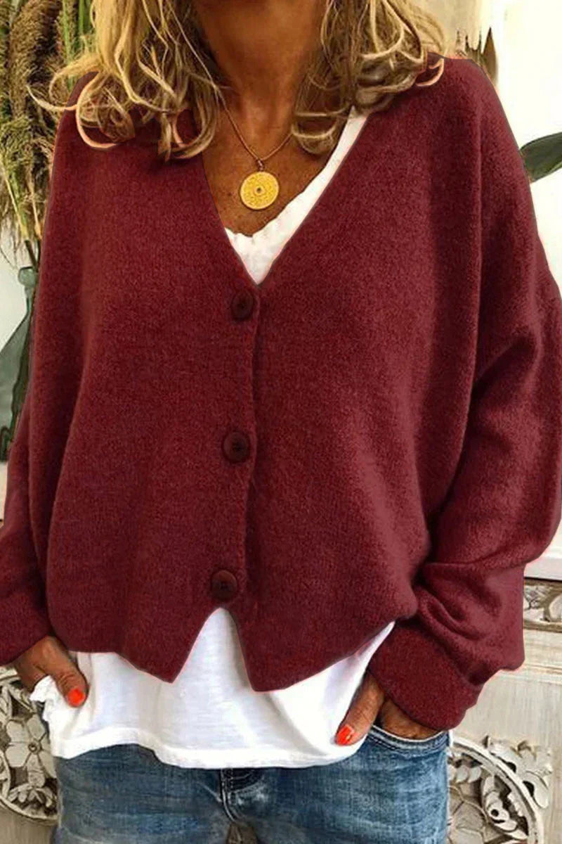 Gilet en laine brun femme boutons élégants