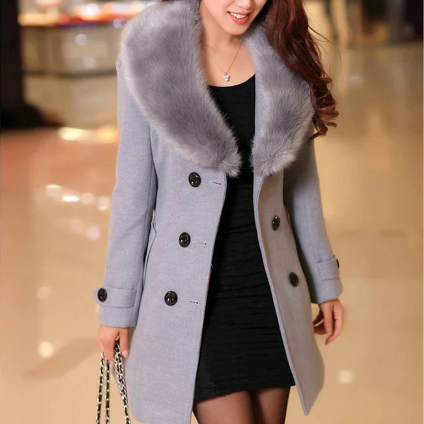 Manteau Fourrure Chic Femme Hiver