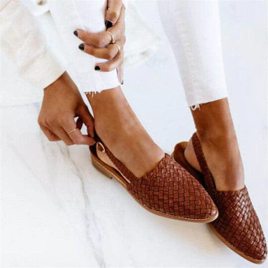 Bottines plates en cuir brun femme - LuxeStyle