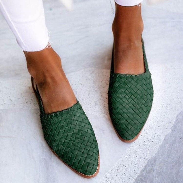 Bottines plates en cuir brun femme