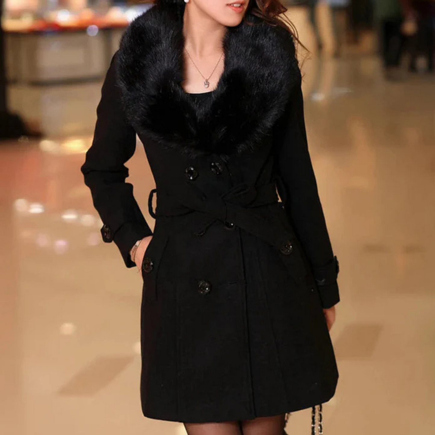 Manteau Fourrure Chic Femme Hiver