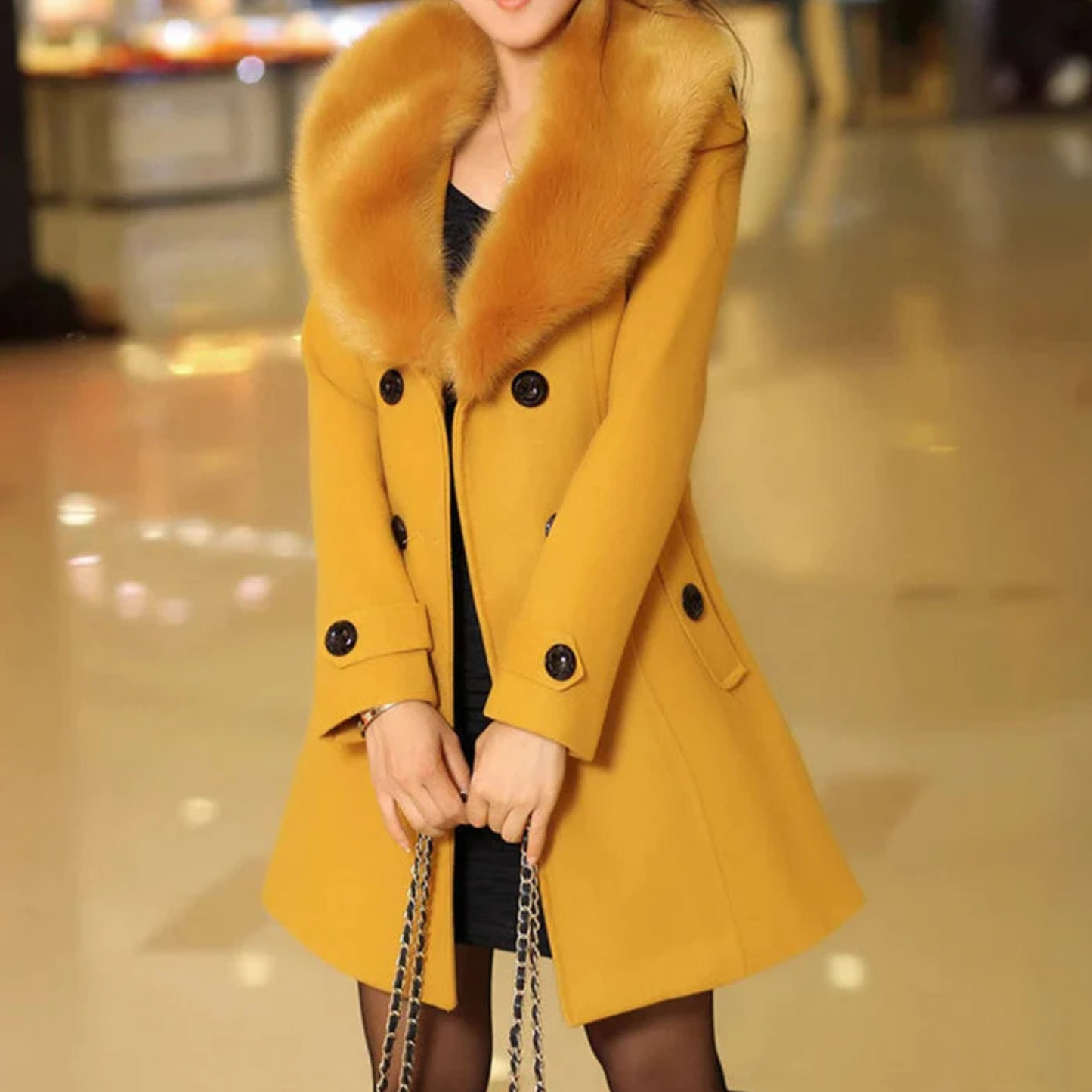 Manteau Fourrure Chic Femme Hiver