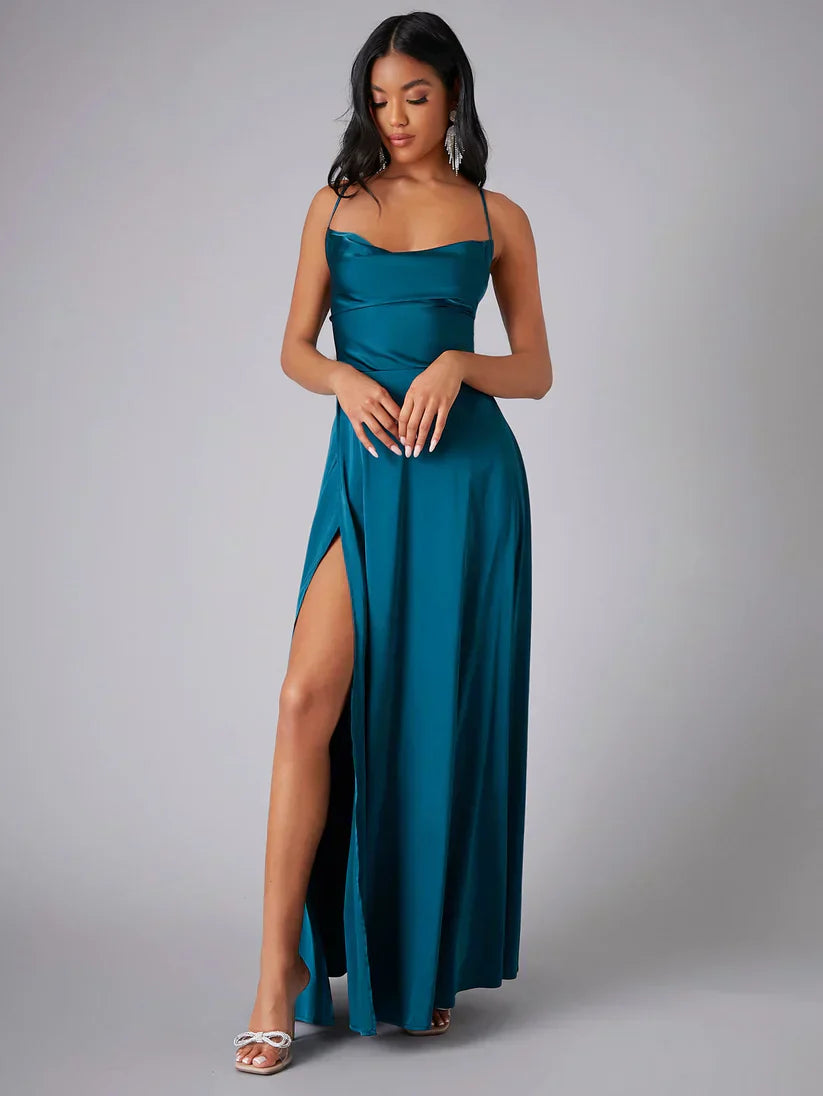 Robe de soirée Émeraude Décolletée pour femme