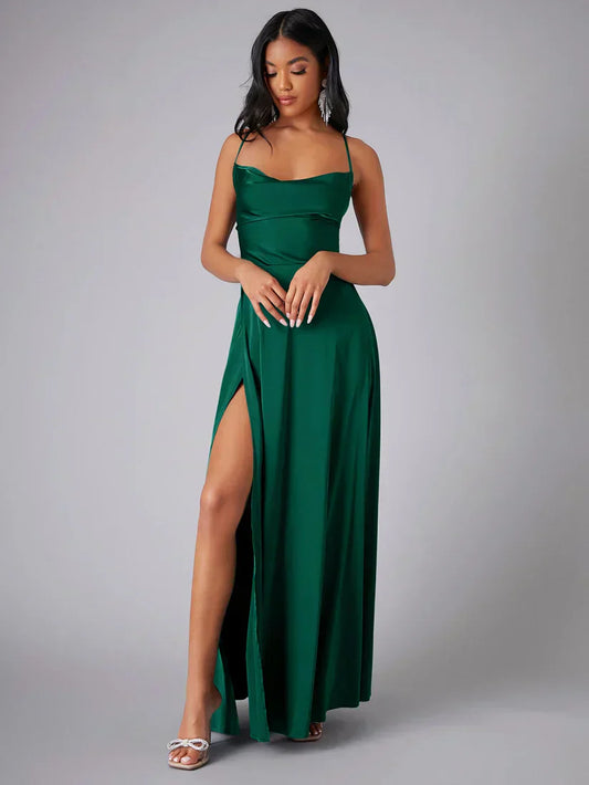 Robe de soirée Émeraude Décolletée pour femme - LuxeStyle