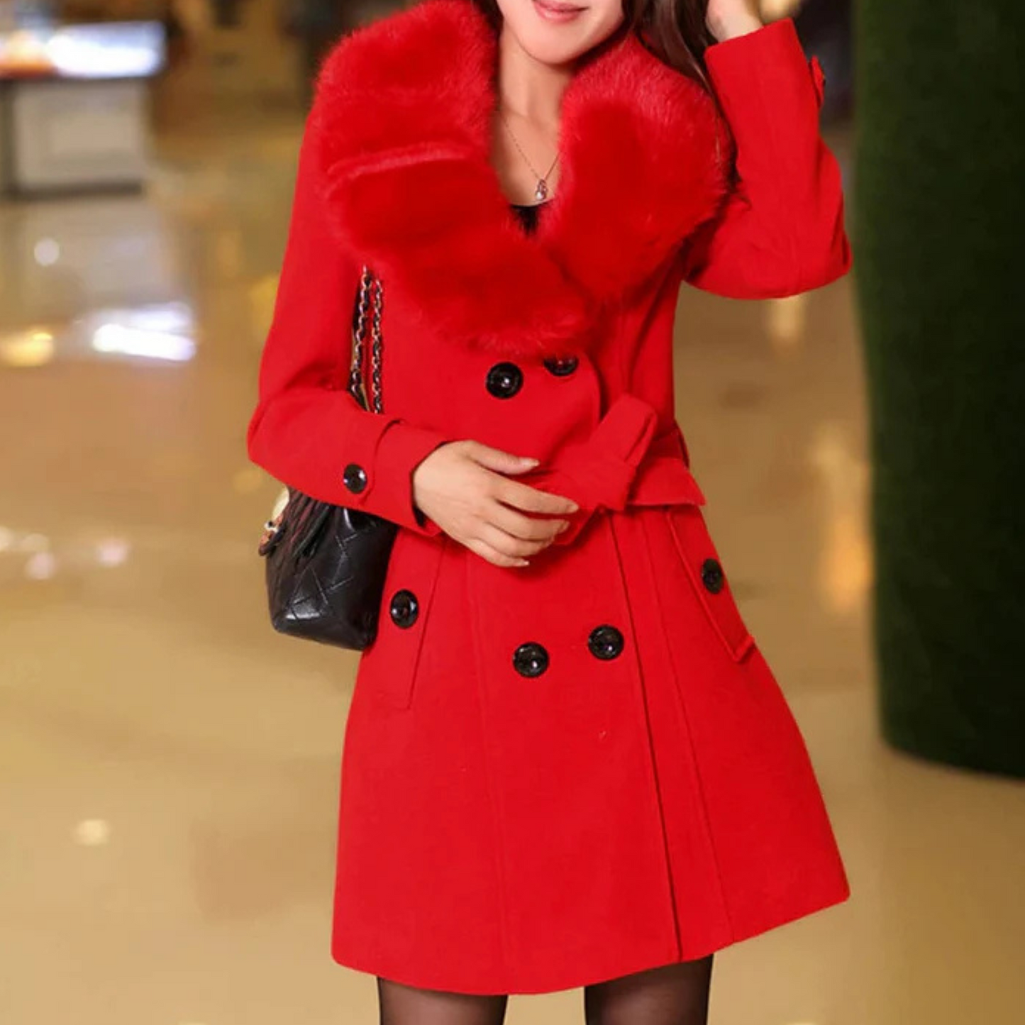 Manteau Fourrure Chic Femme Hiver