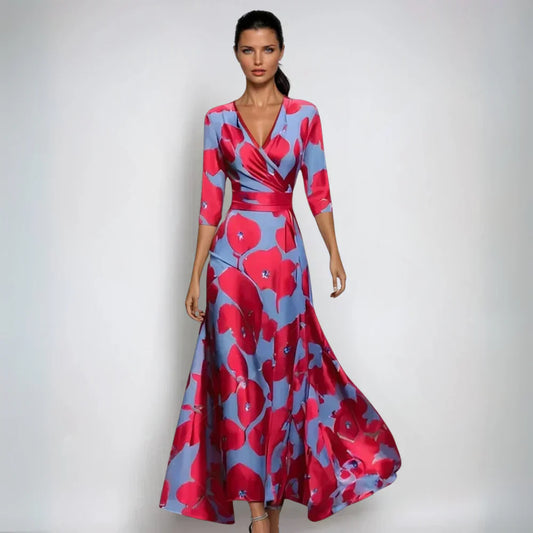 Robe Été Fleurs Colorées Manches Courtes Femme - LuxeStyle