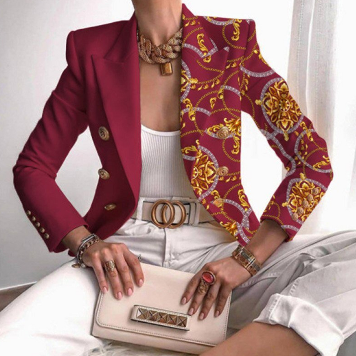 Blazer femme chic imprimé fleuri - LuxeStyle
