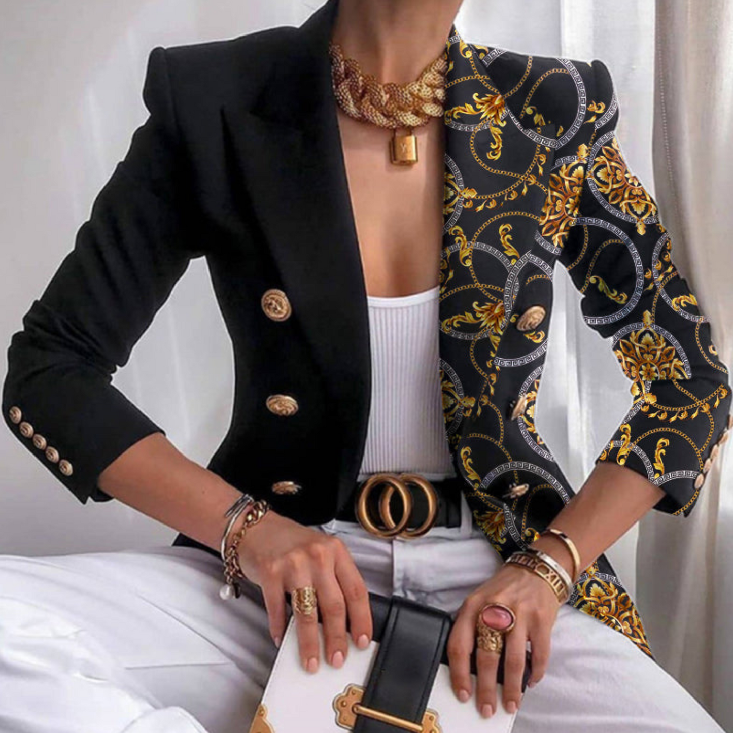 Blazer femme chic imprimé fleuri