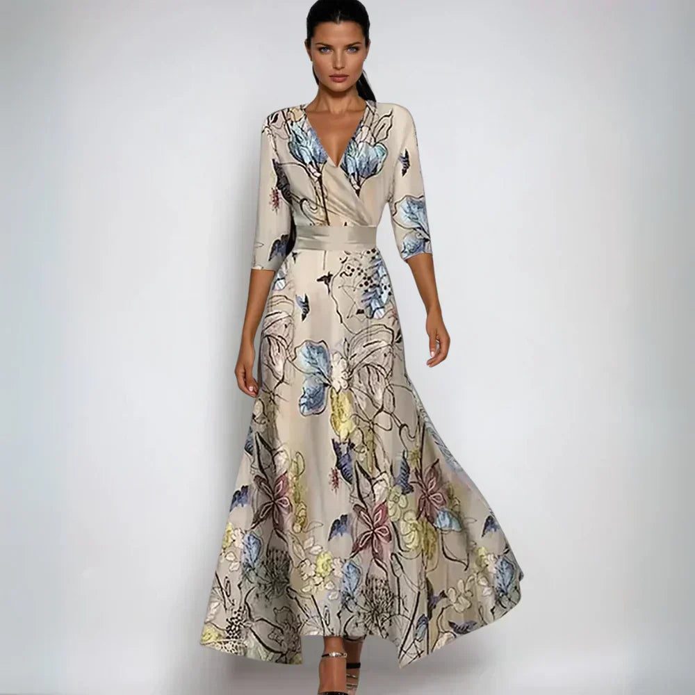 Robe Été Fleurs Colorées Manches Courtes Femme