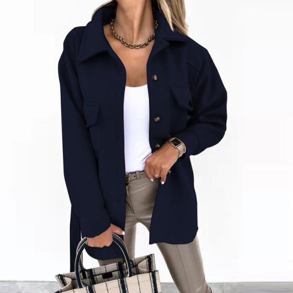 Veste décontractée mi-longue avec ceinture ajustable