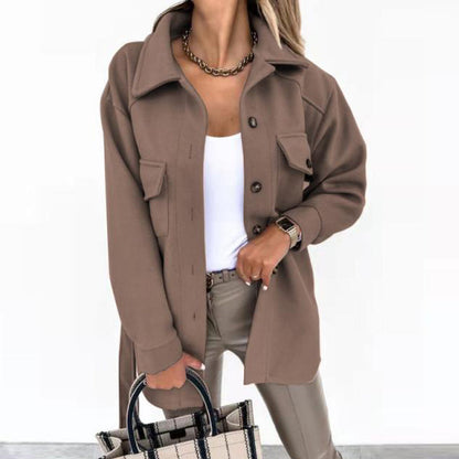 Veste décontractée mi-longue avec ceinture ajustable