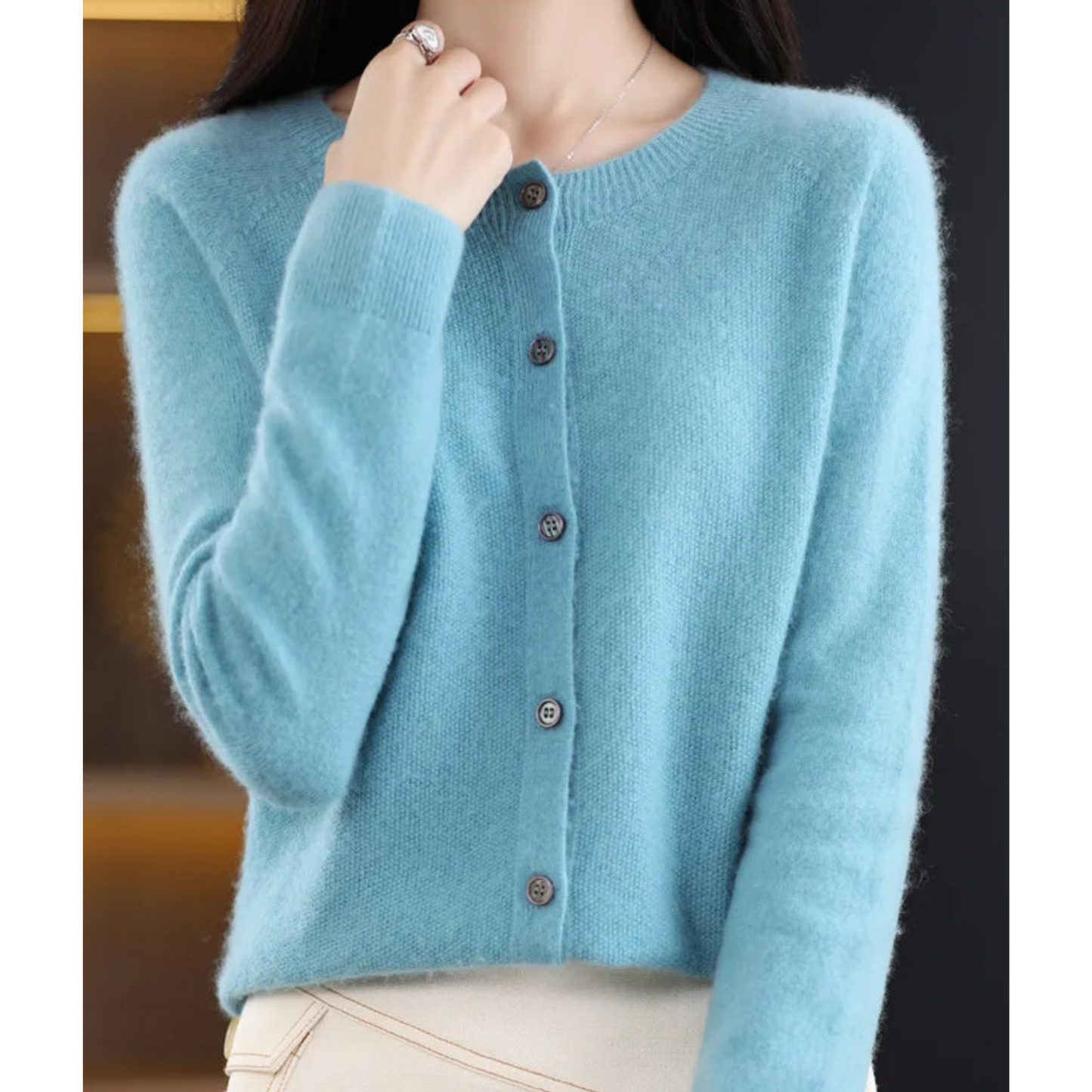 Cardigan Femme Chic – Gilet en Laine Mérinos Douce & Cachemire Confortable