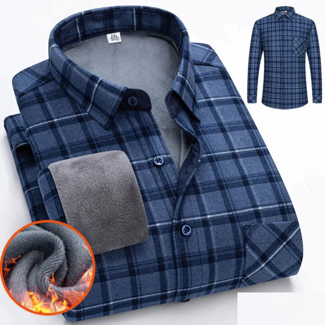 Chemise Flanelle Hiver Bleu Homme