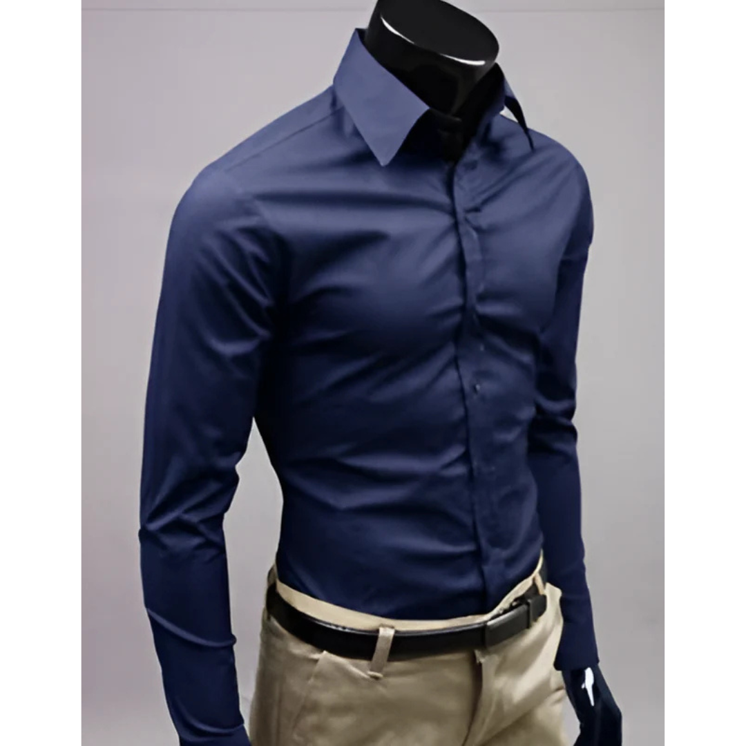 Chemise Homme Élégante Manches Longues Taille Fine