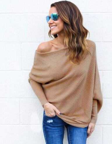 Pull Rouge Élégant Découpe Épaule pour Femme