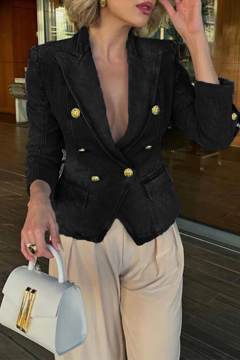 Veste Décontractée à Col Boutonné Vintage - LuxeStyle
