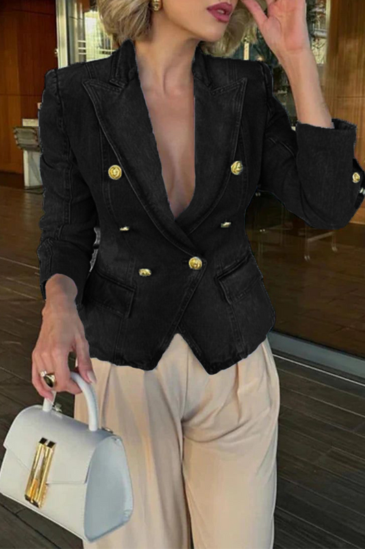 Veste Décontractée à Col Boutonné Vintage - LuxeStyle