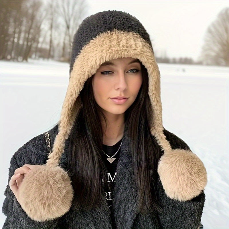 Bonnet Hiver Douillet avec Oreillettes Réglables pour Adulte