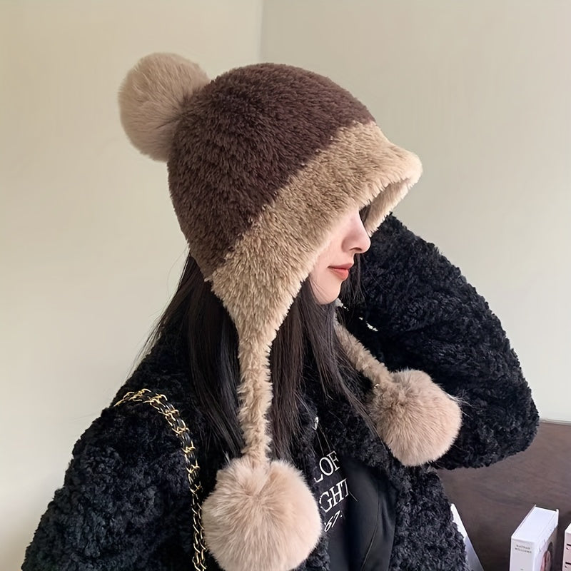 Bonnet Hiver Douillet avec Oreillettes Réglables pour Adulte