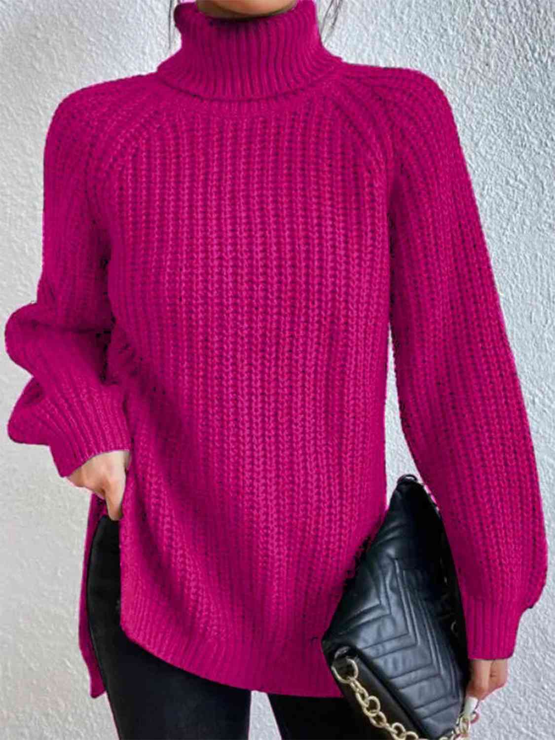 Pull Femme Élégant Col Roulé pour Hiver