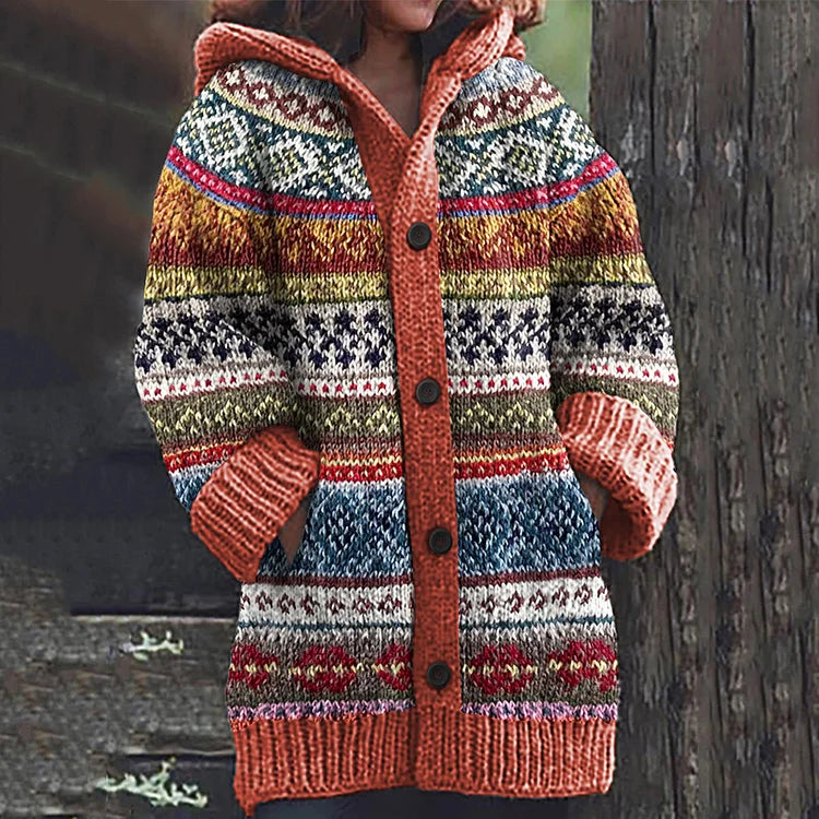 Gilet Femme Coloré à Capuche - Imprimé Géométrique & Fermeture Éclair