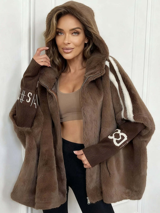 Manteau Femme Élégant à Rayures avec Capuche et Fermeture Éclair - LuxeStyle