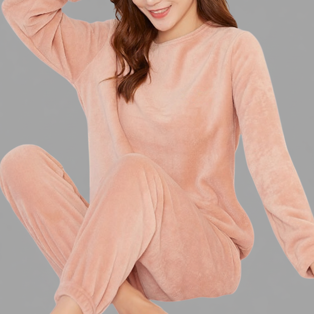 Ensemble Velours Douillet Femme – Tenue Confortable à Manches Longues