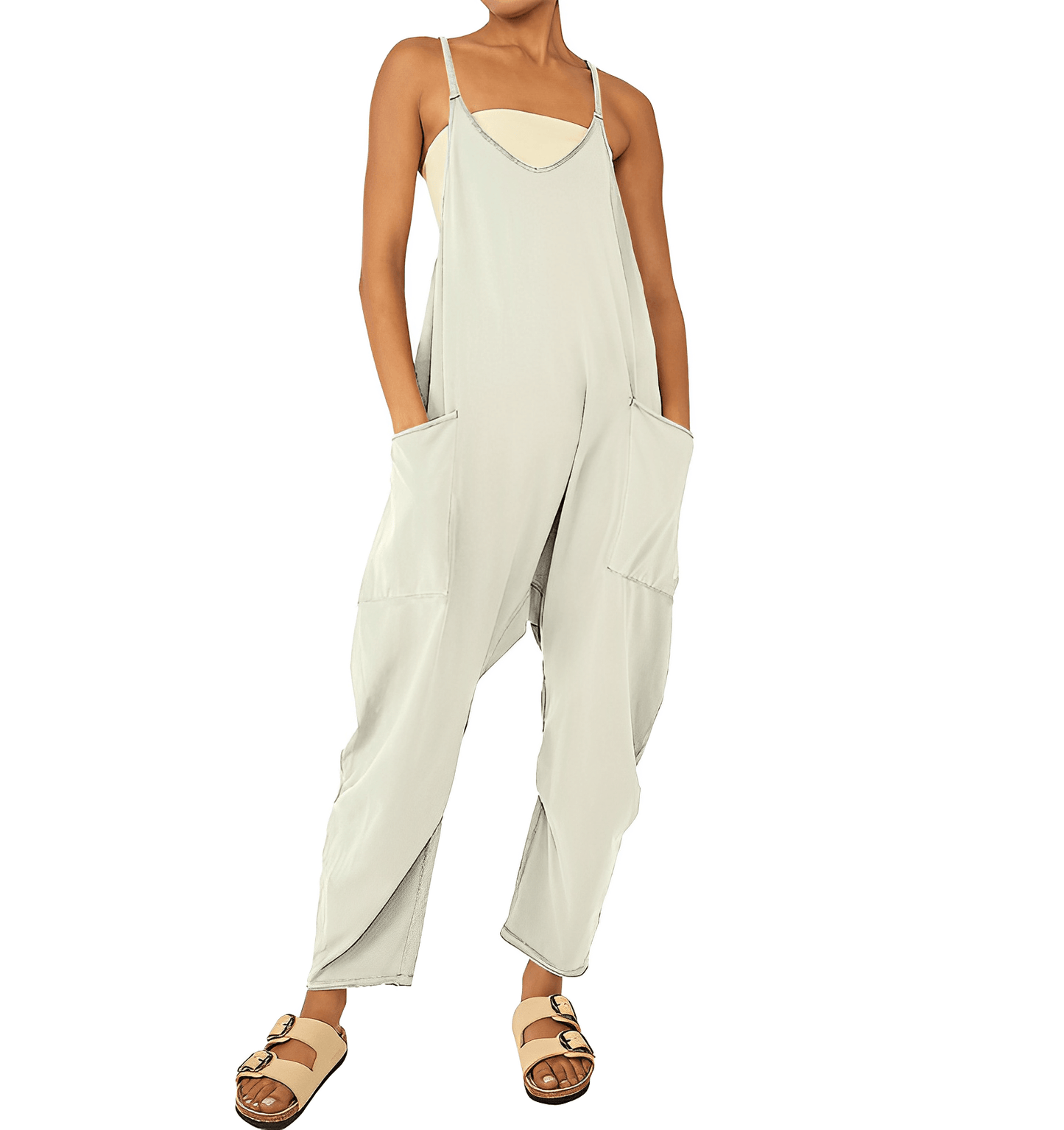 Combinaison Élégante Femme Olive Poches Generouses