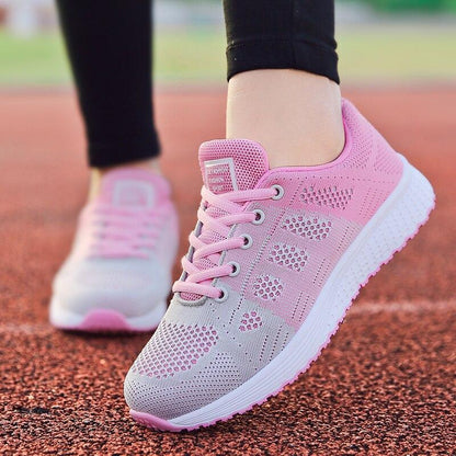 Chaussures running femme gris rose ajustables