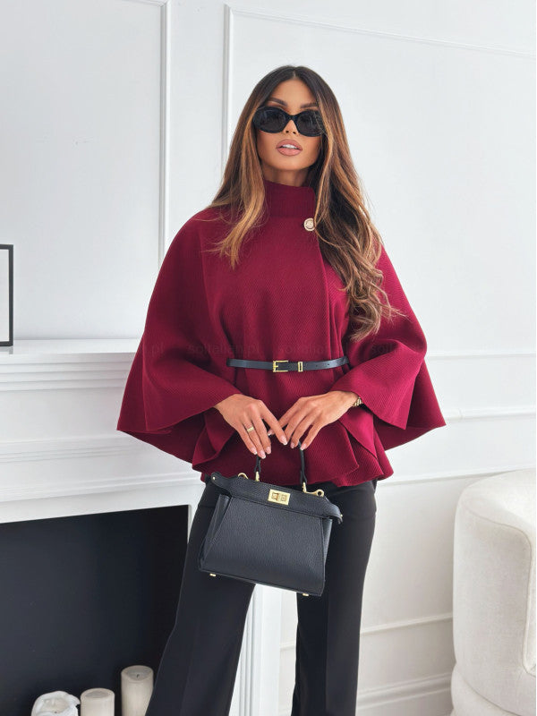 Veste poncho chic avec ceinture et coupe détendue - LuxeStyle