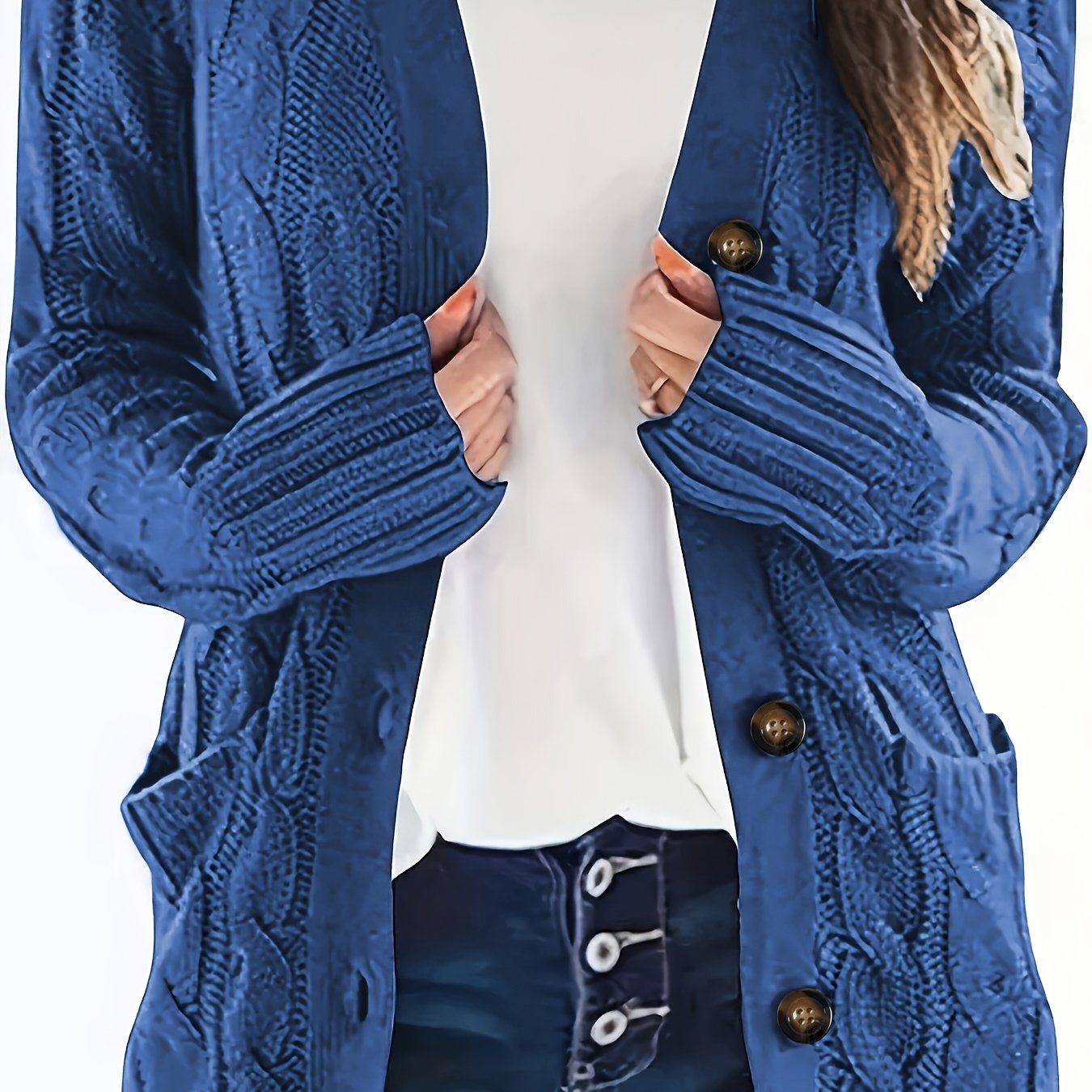 Gilet Femme Élégant – Cardigan Douillet à Câble avec Fermeture et Coupe Tendance