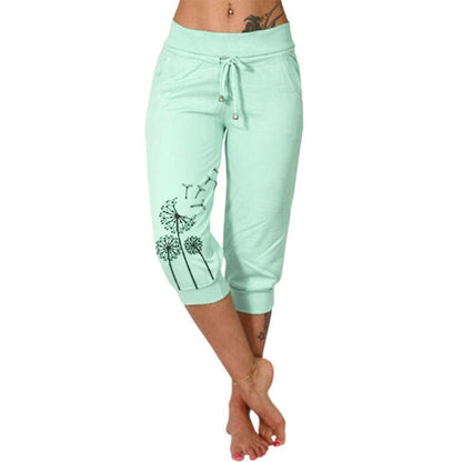 Pantalon de sport femme imprimé fleuri, 7/8, couleur vives