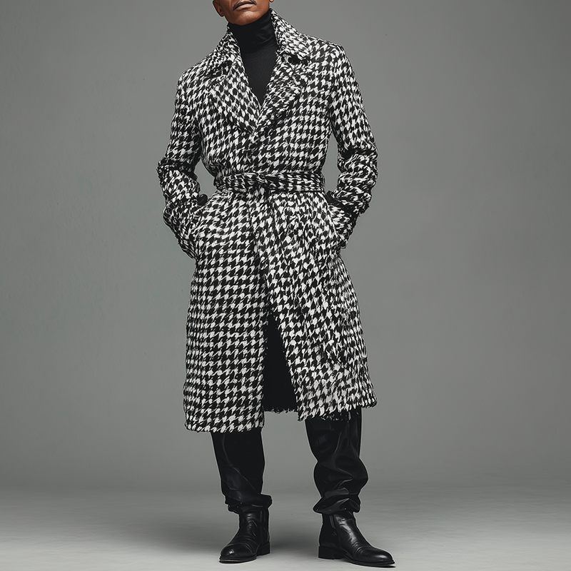 Manteau Hiver Pied-De-Poule Élégant pour Homme - LuxeStyle