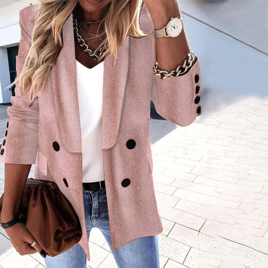 Veste femme carreaux roses chic à fermeture boutons - LuxeStyle