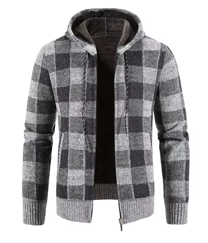 Veste à Carreaux Homme Hiver – Doudoune à Capuche Chaude & Confortable - LuxeStyle