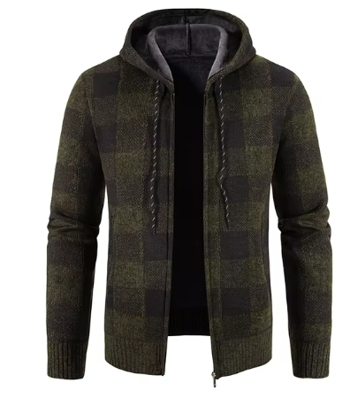 Veste à Carreaux Homme Hiver – Doudoune à Capuche Chaude & Confortable